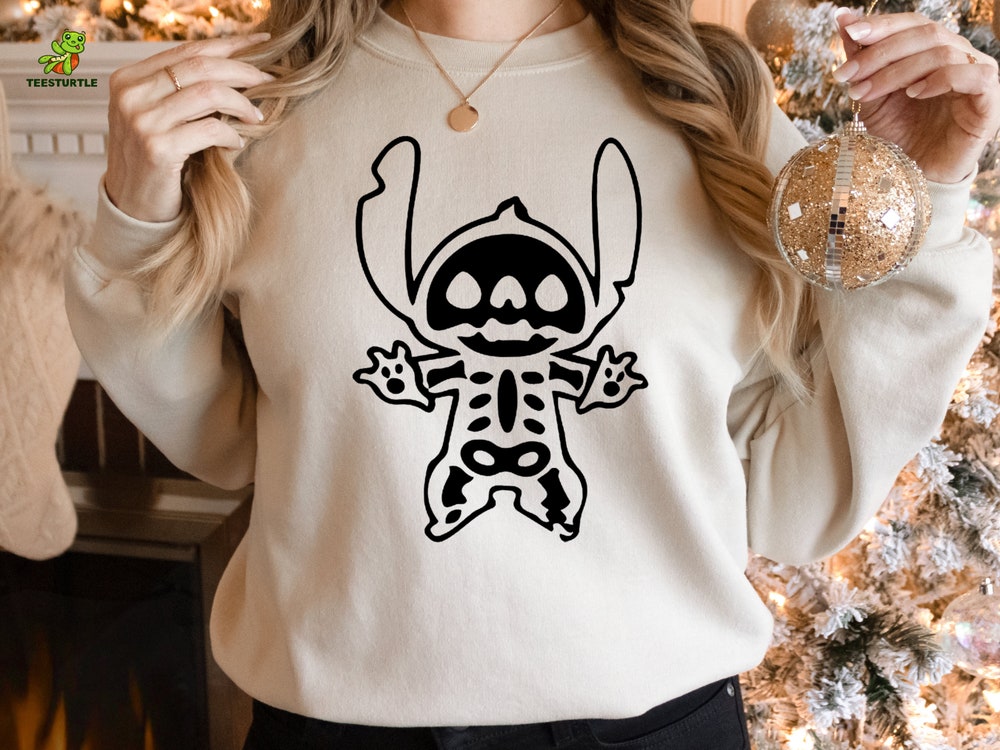 Stitch Skeleton Sweatshirt, Stitch Halloween Disney Sweatshirt, Disney Halloween Sweatshirt, Halloween Matching Sweat, Halloween Sweatshirt
