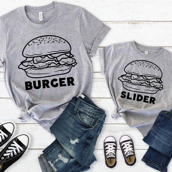 Burger and Slider Men's T-shirt And Infant Bodysuit Dad And Baby Matching Set