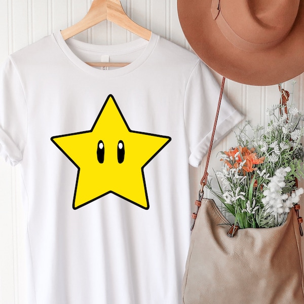 Super Star Shirt, Retro Cartoon T-Shirt, Super Mario Bros T-Shirt, Super Star Lover Gift, Video Game Shirt, Super Star Sublimation Tee