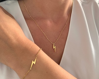 NataschaWoge® Blitz minimalist jewelry STAINLESS STEEL gold silver chain necklace + pendant gift for her women's jewelry gold chain