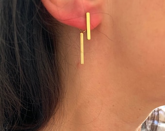 NataschaWoge® pendientes de aro huggie de acero inoxidable con doble plata y oro, joyería para su regalo, joyería de plata para mujer, novia, estrellas