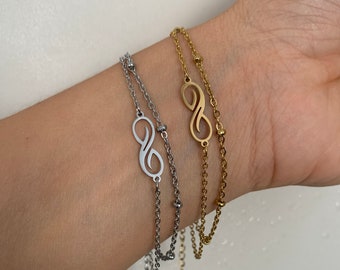 NataschaWoge® Armkettchen doppelt Unendlichkeit Infinity minimalistich Armband zierliches kleines Geschenk für Sie Schmuck Goldschmuck