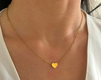 NataschaWoge® Silber Gold Halskette Minimalistisches kleines Herz dünnes winziges Wasserfest Schmuck Kette Armkettchen Geschenkidee