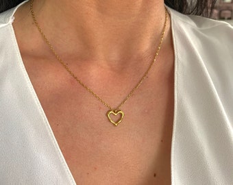 NataschaWoge® Collar de oro plateado minimalista pequeño corazón fino pequeño impermeable joyería cadena pulsera idea de regalo