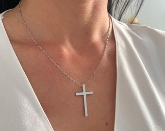 NataschaWoge® oro plata cruz cadena collar de acero inoxidable + colgante regalo para su joyería de mujer joyería espiritual cadena de oro