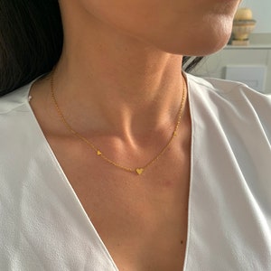 NataschaWoge® 18K Gold Necklace Minimalist Small Heart BRACELET Thin Tiny Waterproof Jewelry Chain Bracelet Gift Idea image 5