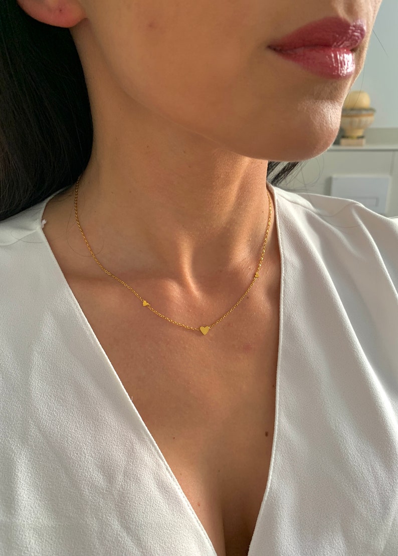 NataschaWoge® 18K Gold Necklace Minimalist Small Heart BRACELET Thin Tiny Waterproof Jewelry Chain Bracelet Gift Idea image 5