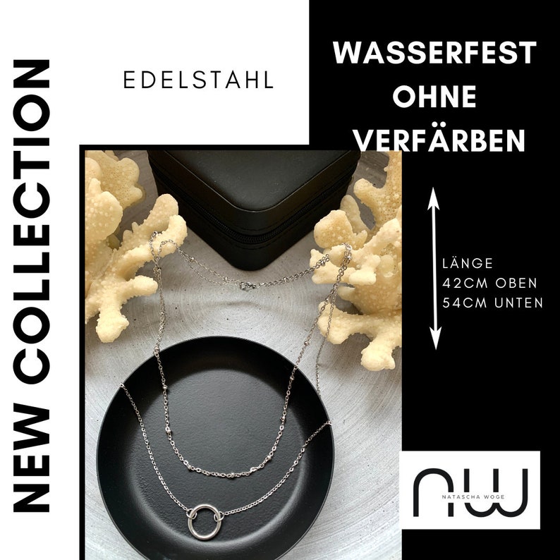 NataschaWoge® DOPPELTE Kreis Münze Halskette minimalistischer Schmuck EDELSTAHL Gold Silber Kette Halskette Choker Geschenk für Sie Bild 5