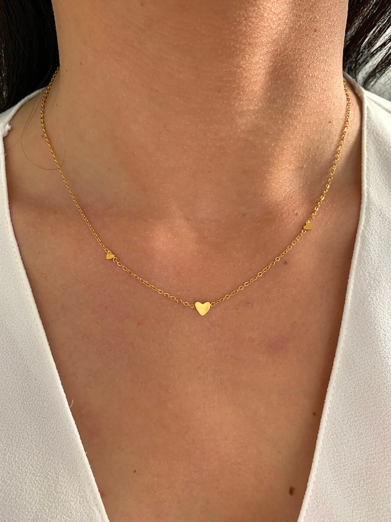 NataschaWoge® 18K Gold Necklace Minimalist Small Heart BRACELET Thin Tiny Waterproof Jewelry Chain Bracelet Gift Idea image 1