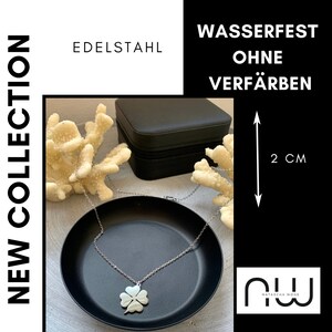 NataschaWoge® Kleeblatt minimalistischer Schmuck EDELSTAHL Gold Silber Kette Halskette Anhänger Geschenk für Sie Damenschmuck Goldkette Bild 9