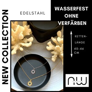 NataschaWoge® SONNE minimalistischer Schmuck EDELSTAHL Gold Rosegold Silber Kette Halskette Anhänger Geschenk für Sie Hollow Sun Goldkette Bild 4