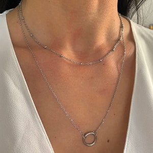 NataschaWoge® DOPPELTE Kreis Münze Halskette minimalistischer Schmuck EDELSTAHL Gold Silber Kette Halskette Choker Geschenk für Sie Bild 7