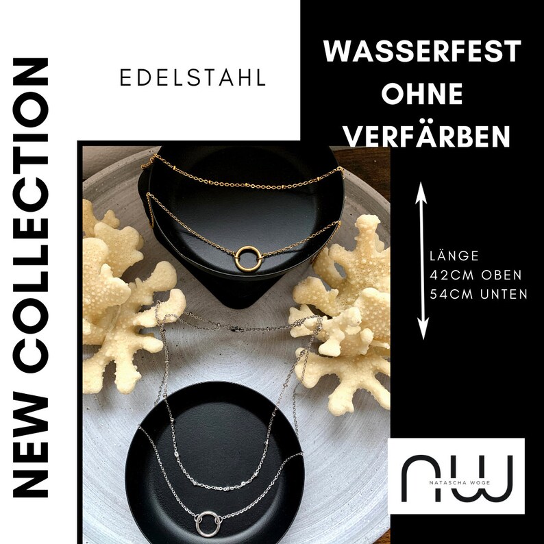 NataschaWoge® DOPPELTE Kreis Münze Halskette minimalistischer Schmuck EDELSTAHL Gold Silber Kette Halskette Choker Geschenk für Sie Bild 3