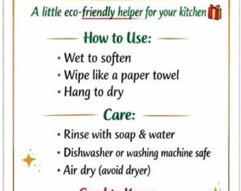 スウェーデン製布巾ケアタグ | クリスマス用印刷可能ギフトタグ | 環境に優しいキッチンギフト | デジタルダウンロード