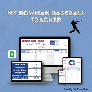 Rastreador de béisbol de My Bowman / Hoja de cálculo de Google Sheets / Administrador de colección de tarjetas de 1st Bowman y Auto / Pérdidas/ganancias, comparaciones de eBay