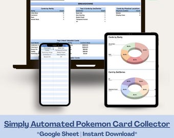 ポケモンTCGコレクショントラッカー | カード価値と在庫の自動スプレッドシート | デジタルダウンロード