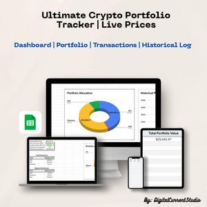 Crypto Portfolio Tracker Google Sheets: Automated Investment Dashboard (Digital Download)