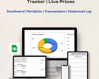 暗号通貨ポートフォリオトラッカー Google スプレッドシート: 自動投資ダッシュボード (デジタルダウンロード)