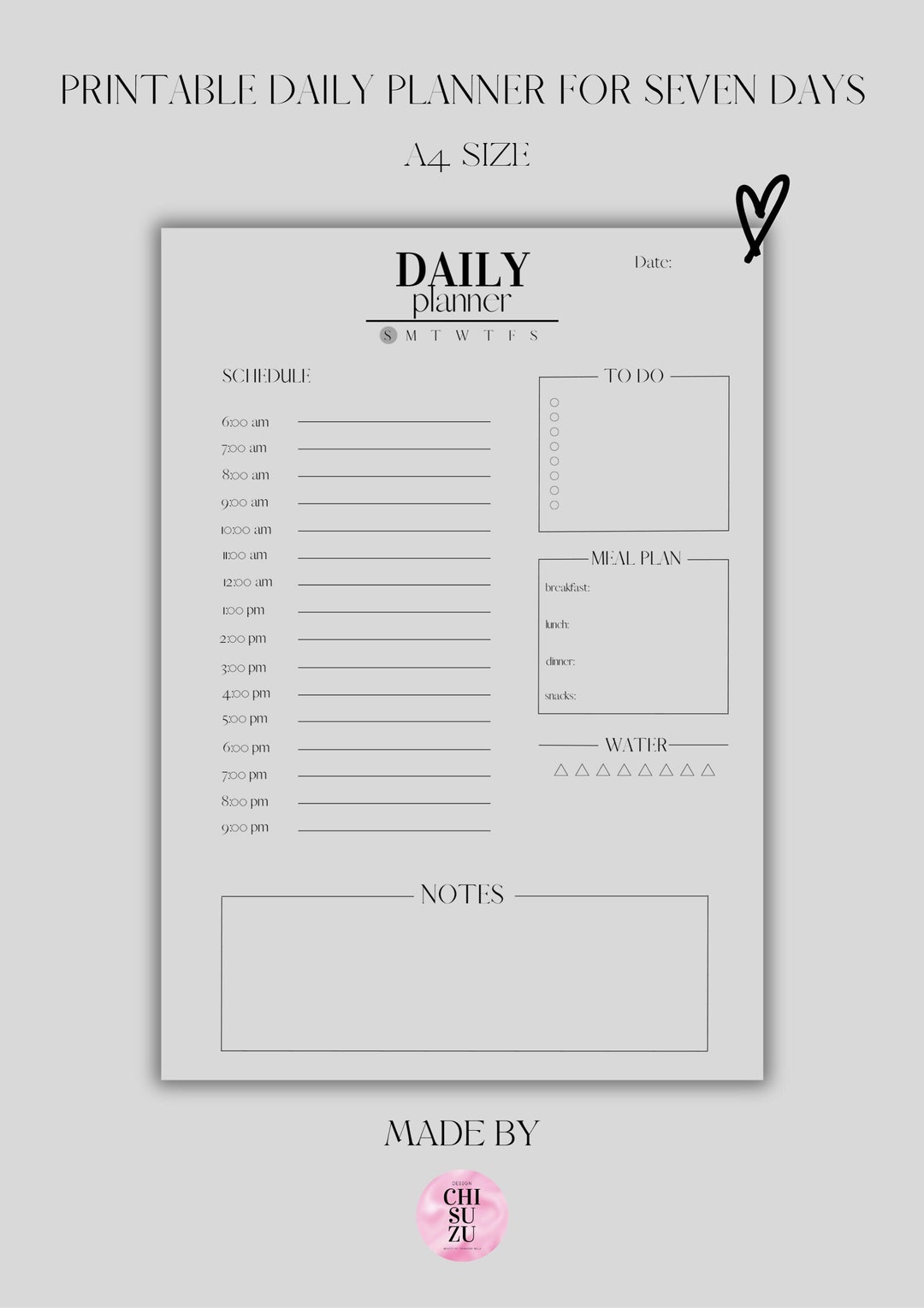 Printable 7 Days Planner - Etsy