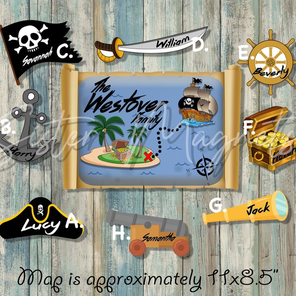 Custom Cruise, Pirate Cruise Magnet, door decorations, Family Set, Treasure Map, Sword, cannon, anchor, RCC