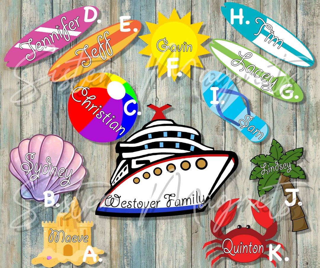 Custom Cruise, Caribbean Cruise Ship Door Magnet, Family Set, Beach ...