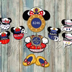 Custom Cruise, Captain Mickey Porthole, Captain Minnie Porthole, Sailor Mickey, Sailor minnie, cruise magnet, castaway cay, wish porthole