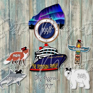 Custom DCL Northern Lights Porthole, Alaskan Cruise Door Magnet, Mickey Alaska Animals