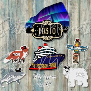 Custom DCL Northern Lights Inspired Wish Porthole Cruise Magnets, Family Set