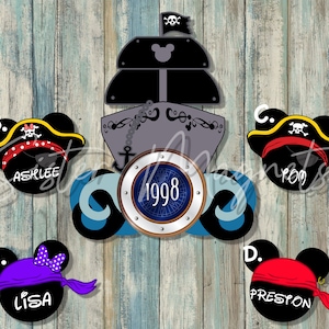 Custom Cruise, Pirates Life for me, Pirate Ship Porthole cruise magnet, door decorations, pirate captain mickey, pirate captain minnie