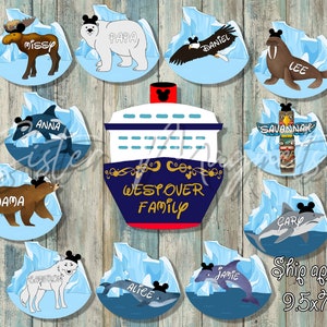 Custom Cruise, Iceberg, Alaskan Cruise Ship Magnet,  Door Decorations, Family Set, DCL, Bear, Whale, Eagle, Alaska Animals, Totem Pole