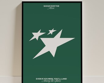 Green & White Poster, Bedroom Wall Art, Green Poster, Inspirational Print, Dorm Room Decor, Positive Quote, Streetwear wall art, Green