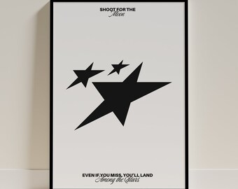Black and White Poster, Bedroom Wall Art, Star Poster, Inspirational Print, Dorm Room Decor, Positive Quote, Cole Buxton Inspired