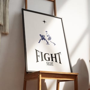 Boxing Poster, Sport Print, Boxing Gifts, Dorm Room Decor, Minimalist Print, Streetwear Poster, Fight Night Poster
