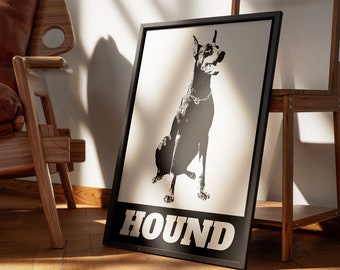 Streetwear style poster, Modern Dog Poster, Dobermann Poster, Dorm Room Decor, Minimalist Print, Dobermann Dog Gifts, Represent Poster Style