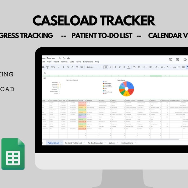 Client Tracker - Caseload Tracker - Client Management Google Sheets Spreadsheet for Rehab Professionals