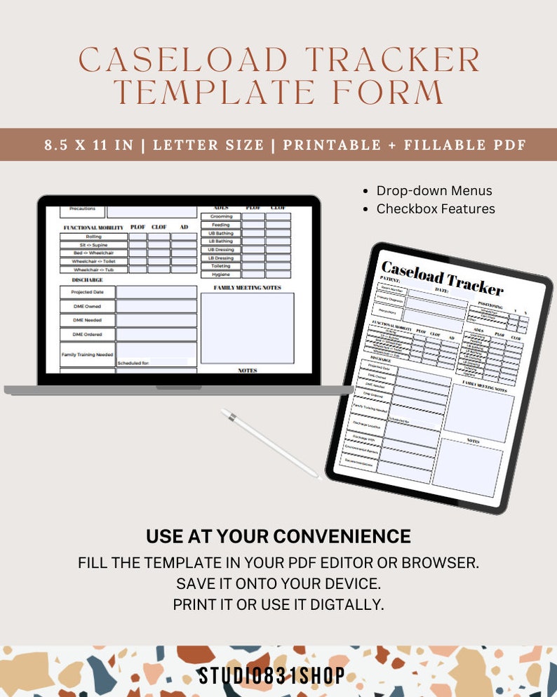 Caseload Tracker Template, Fillable and Printable PDF, Medical Notes