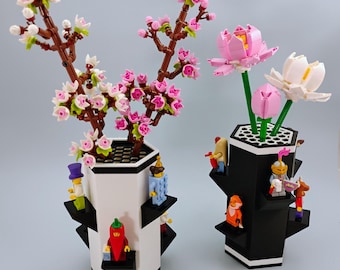 Vase for LEGO® Flowers & Minifigure Display: Hexagon Stand, Botanical Accessory
