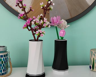 Vase for LEGO® Botanical Flowers: Modern Display for Desk or Shelf