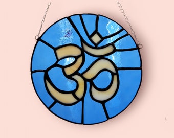 OM Stained Glass Suncatcher, Symbol of the universe, Sound of the world