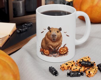 Capybara Mug, Halloween Capybara Mug, Cute Capybara Gift, Halloween Mug, Spooky Mug, Kawaii Mug, Animal Lover Gift, Cottagecore Mug, Cozy