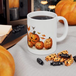 Kubek na Halloween, Kubek z dynią, Upiorny jesienny kubek do kawy, Kubek z dynią, Jesienny wystrój kuchni, Prezent na Halloween, Uroczy kubek z dynią