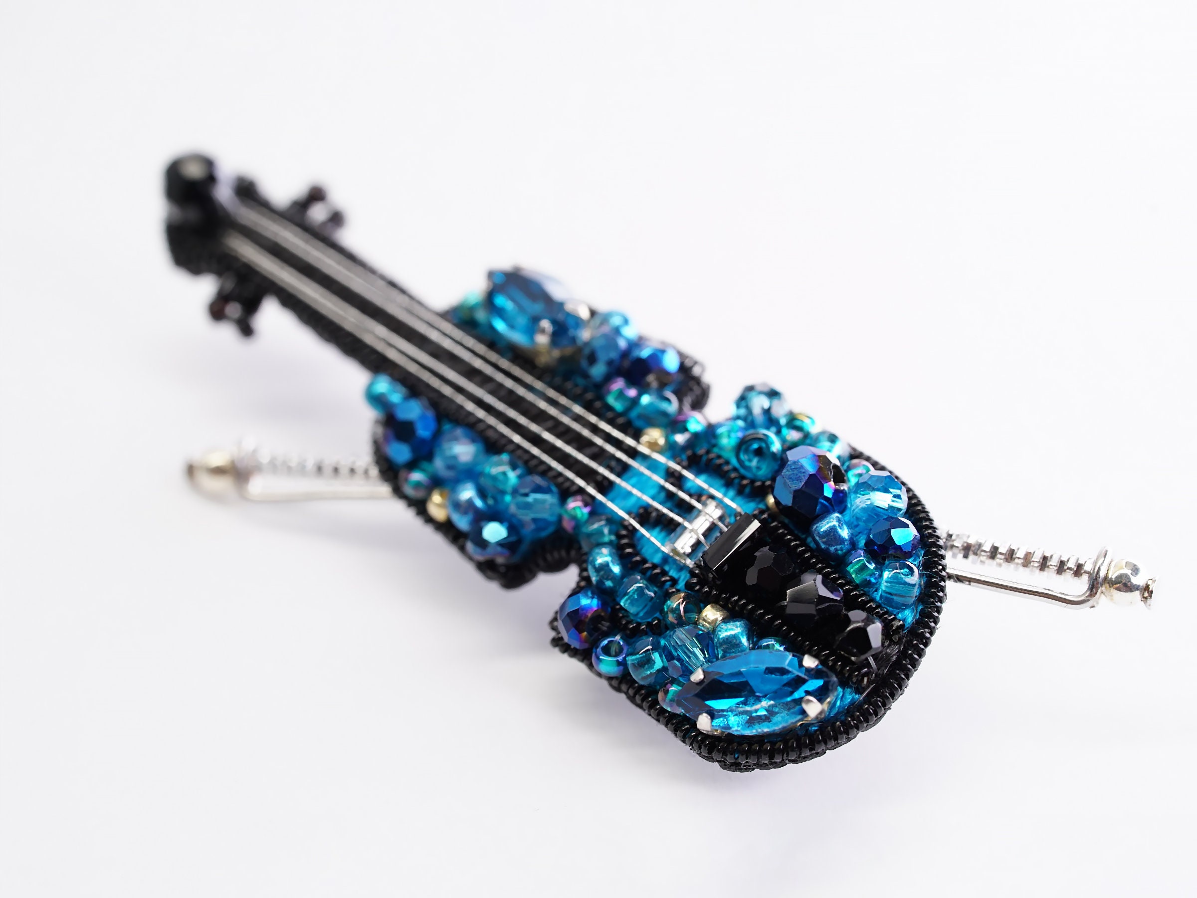 Violin Beaded Brooch