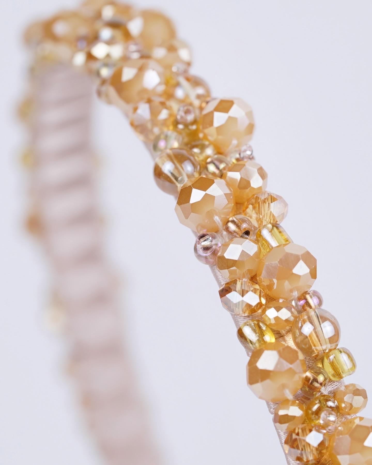 Honey & Cream Beaded Headband - Thumbnail 4
