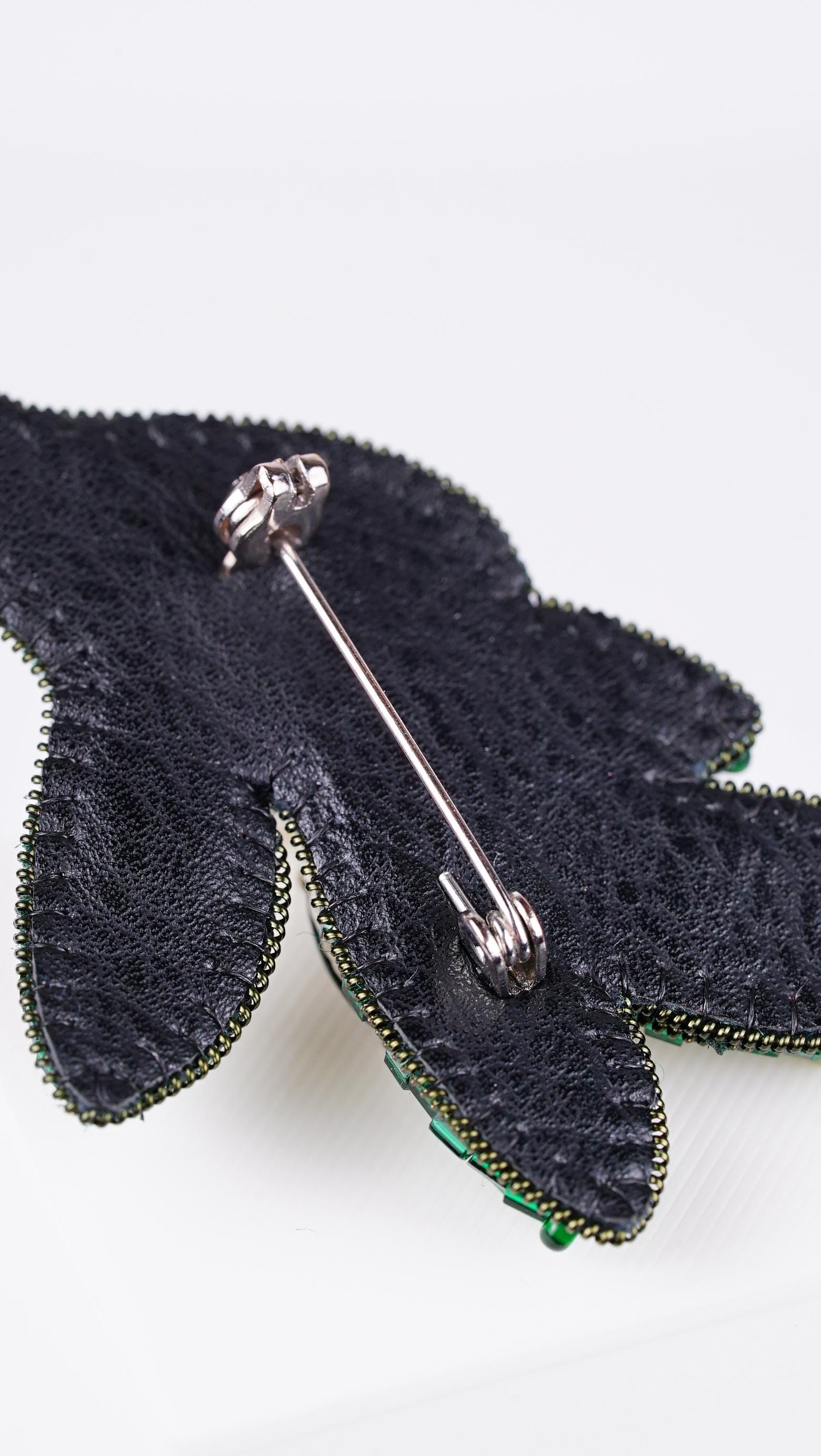 Olive branch beaded brooch, handmade beaded brooch, Swarovski crystal beads, gift for her - Thumbnail 6