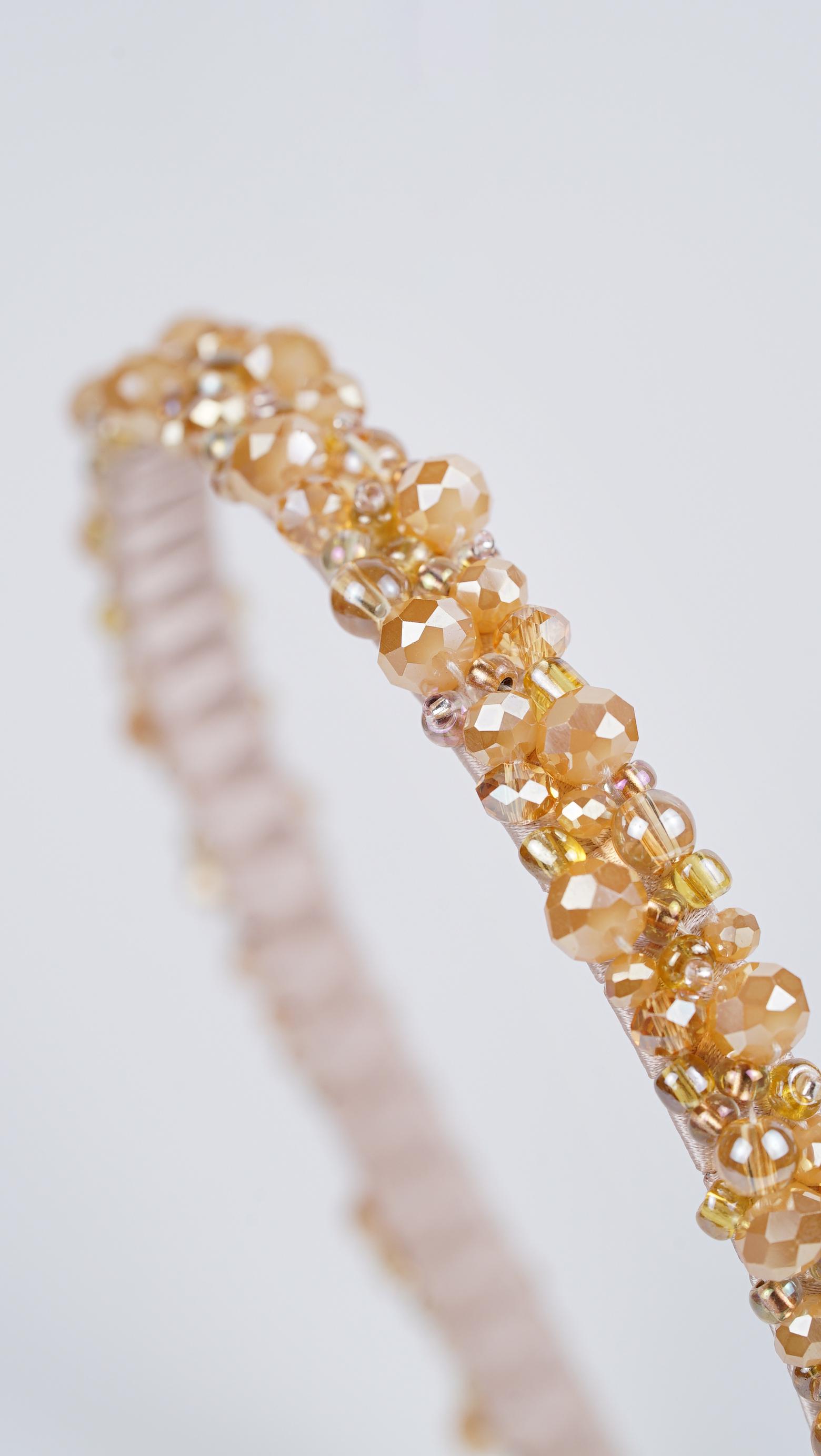 Honey & Cream Beaded Headband - Thumbnail 3