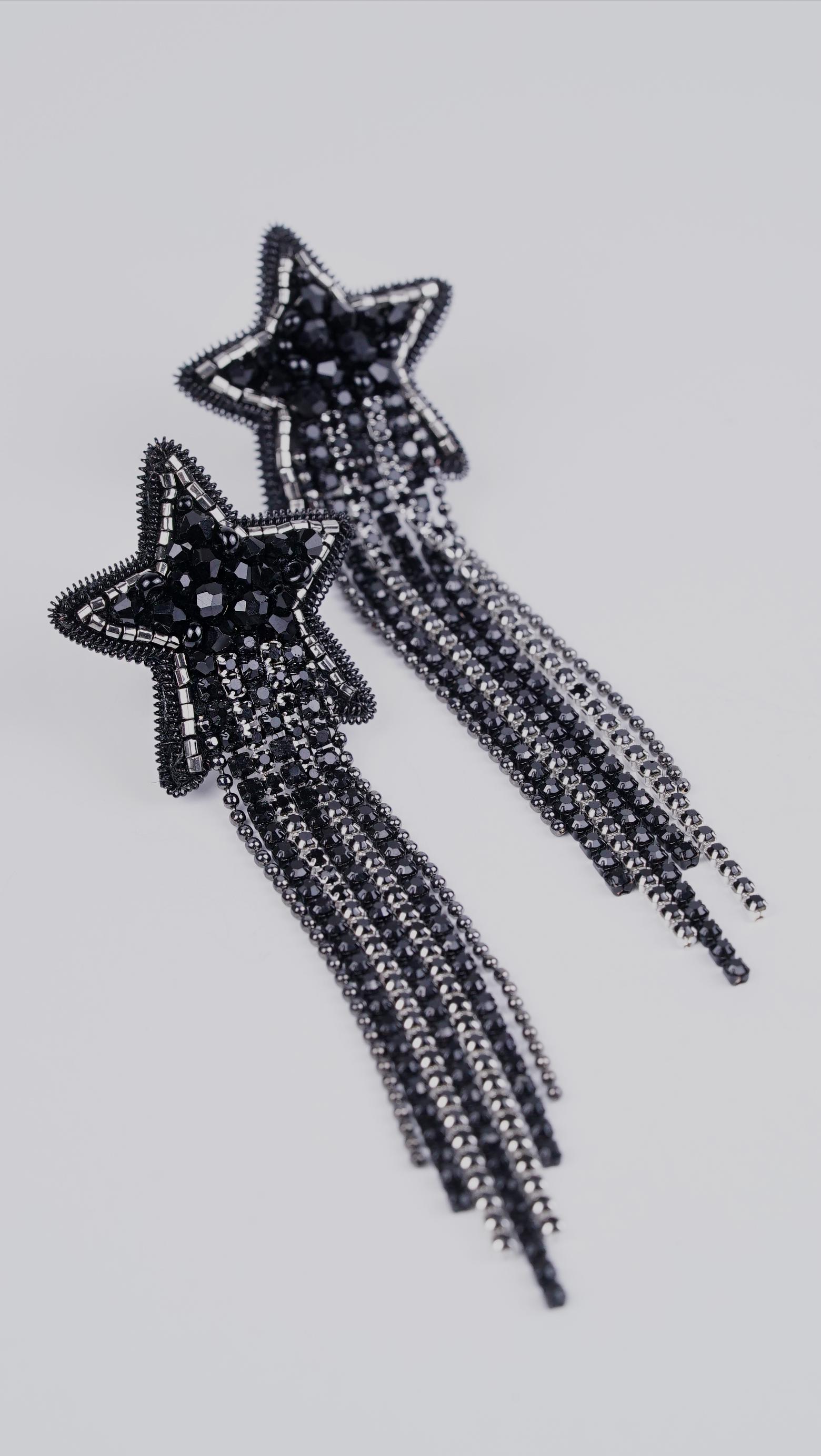 Rock Star Ear Clips, Handmade beaded earrings - Thumbnail 7