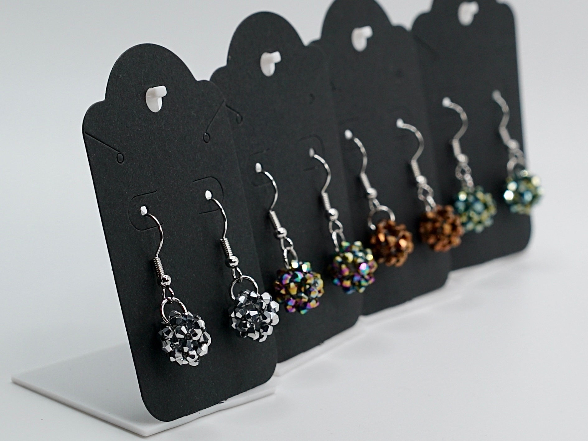 Shiny Bi-cone Earrings, Variety of colors - Thumbnail 4