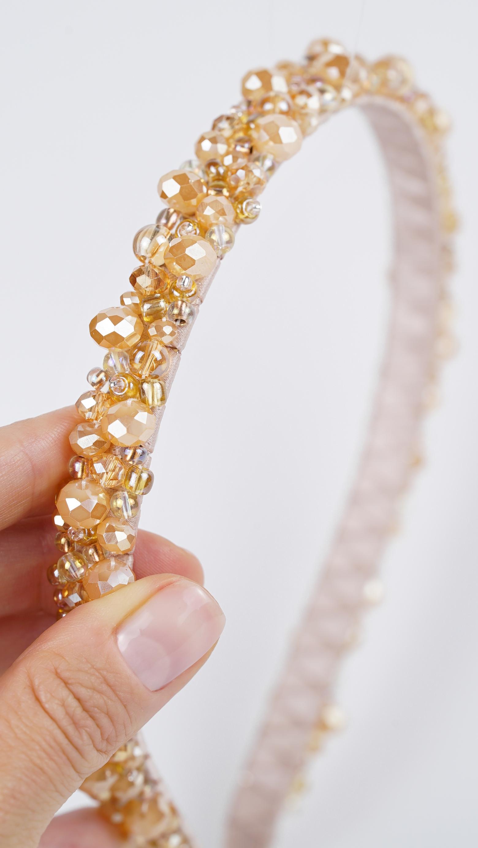 Honey & Cream Beaded Headband - Thumbnail 5