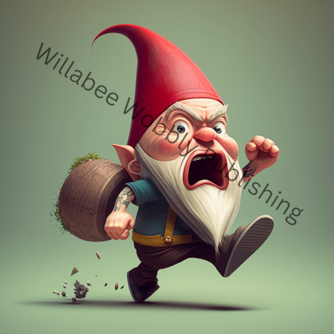 20 Gnomes PNG Clip Art Scared Running in to Caves, Behind Rocks and up