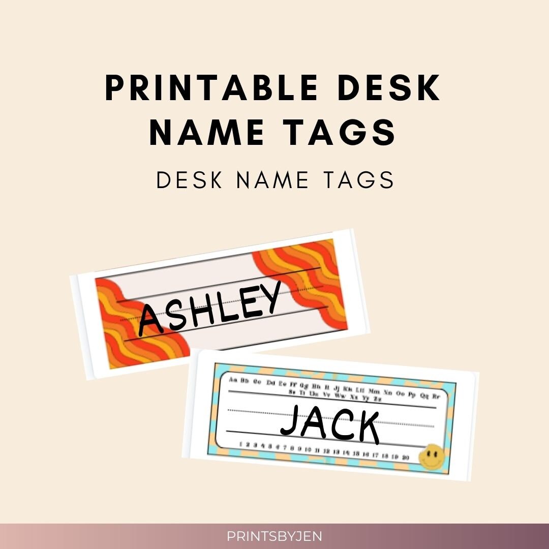 TEACHER Desk Name Tags/groovy and Retro Classroom/student Desks/name
